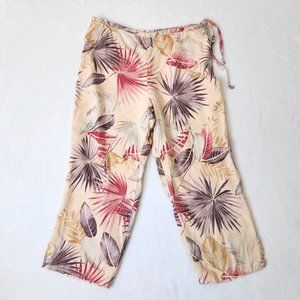 Vintage Tommy Bahama Tropical Silk Pants‎ Wide Leg Ankle Crop Hawaiian Size 14